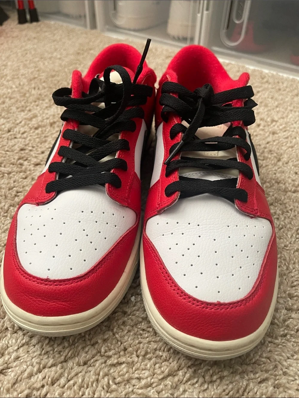 Nike Low-Top Sneakers in Red White and Black